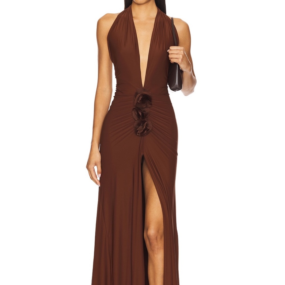 Chic Backless Brown Halter Dress